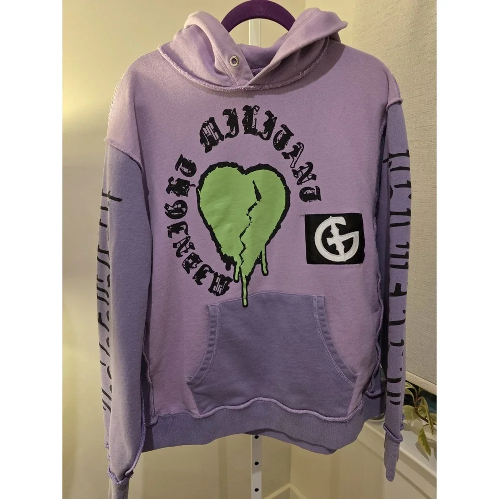 GALA‎ Hoodie Mens XL Purple Green Graphic Streetwear Y2K